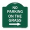 Signmission No Parking on Grass W/ Right Arrow, Green & White Aluminum Sign, 18" x 18", GW-1818-23686 A-DES-GW-1818-23686 - alternate 1